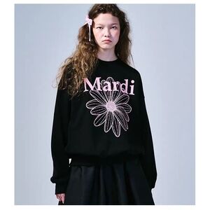Mardi Black Sweatshirt with Pink Floral Design